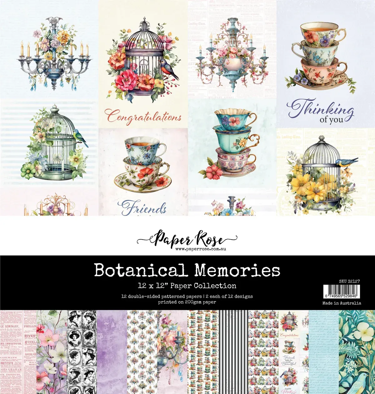 EC Paper Rose Studio Botanical Memories 12x12 Paper Collection