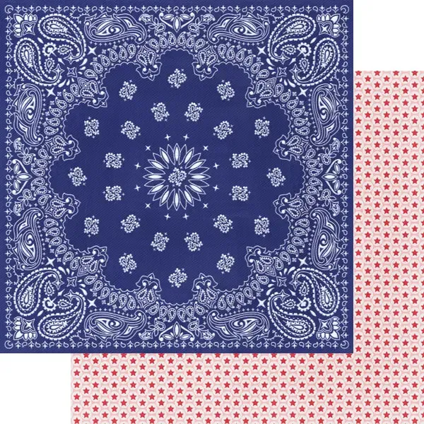 F Fancy Pants Designs Prairie Rose Paper 12&quot; X12&quot; Blue Handkerchief