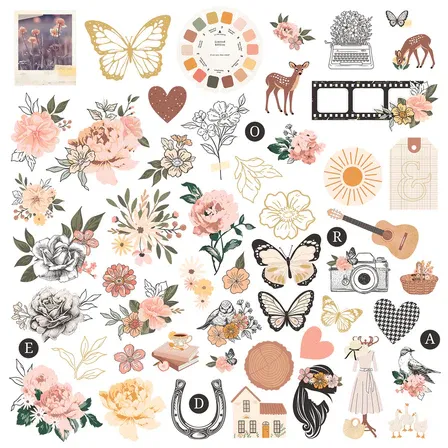 SB Rosie&#39;s Studio Golden Afternoon Diecut Cardstock Ephemera 110/Pkg