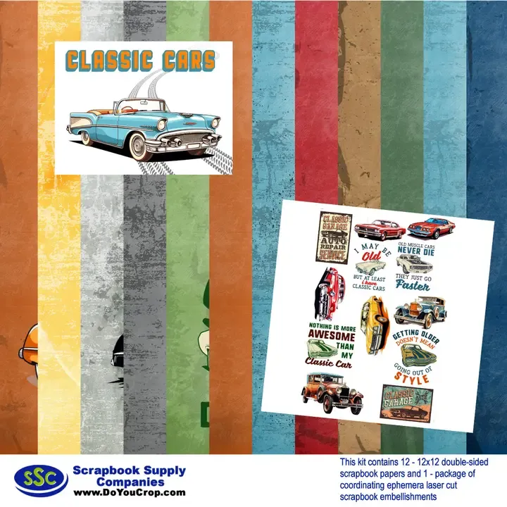 F SSC Classic Cars 12x12 Scrapbook Kit
