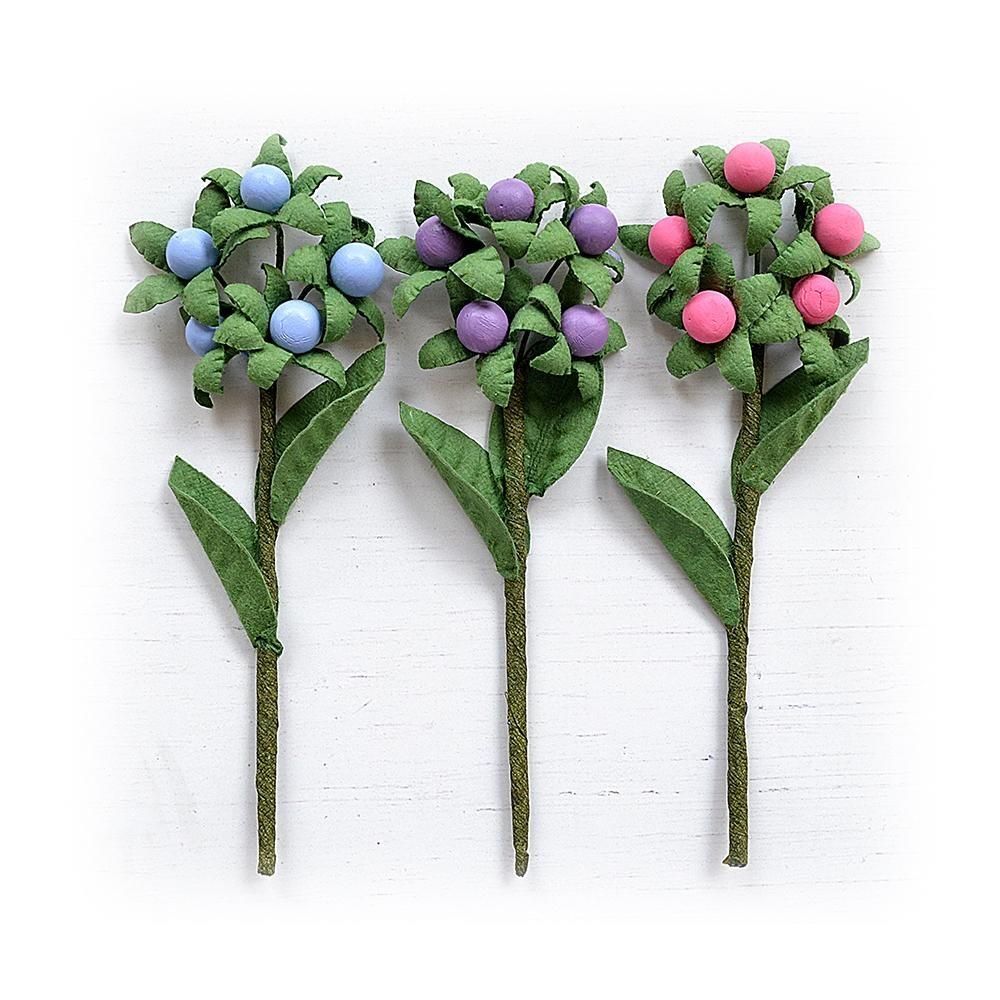 N Little Birdie Berry Branch 3/Pkg Birds And Berries