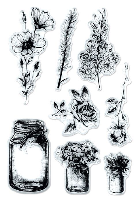 GB Multicraft Forever In Time Clear Stamps Mason Jars