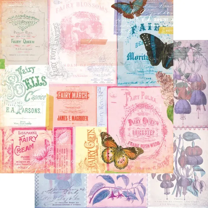 F Fancy Pants Designs Fairy Garden 12&quot; X12  Paper Flora &amp; Fuchsia
