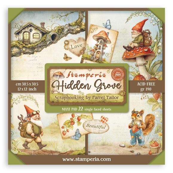 N Stamperia Single-Sided Paper Pad 12&quot; X12&quot; 22/Pkg Hidden Grove