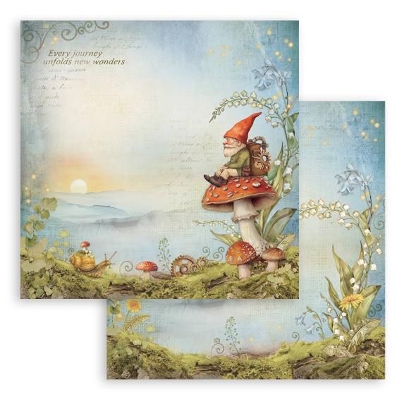 N Stamperia Double-Sided Cardstock 12&quot; X12&quot; Hidden Grove Gnome