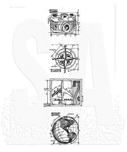 SA Tim Holtz Blueprint Strip Stamps Travel