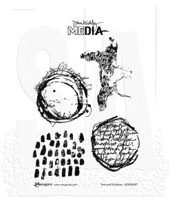 SA Dina Wakley Media Cling Mount Stamps Text And Scribbles