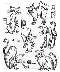 SA Tim Holtz Cling Stamps Crazy Cats