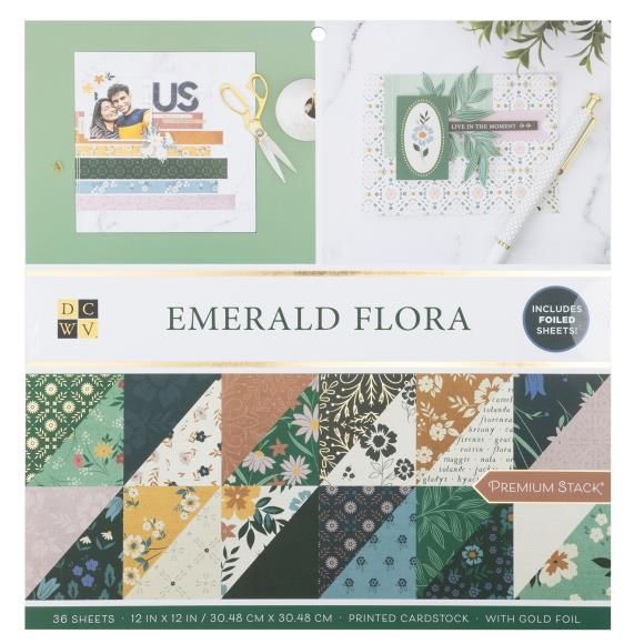 N DCWV Premium Paper 12&quot; X12&quot; 36/Pkg Emerald Flora
