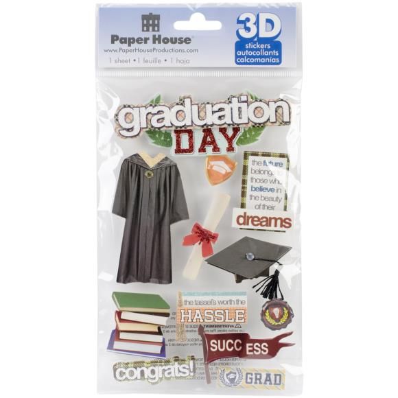 N Paper House 3D Stickers 4.5&quot; X7.5&quot; Graduation Day