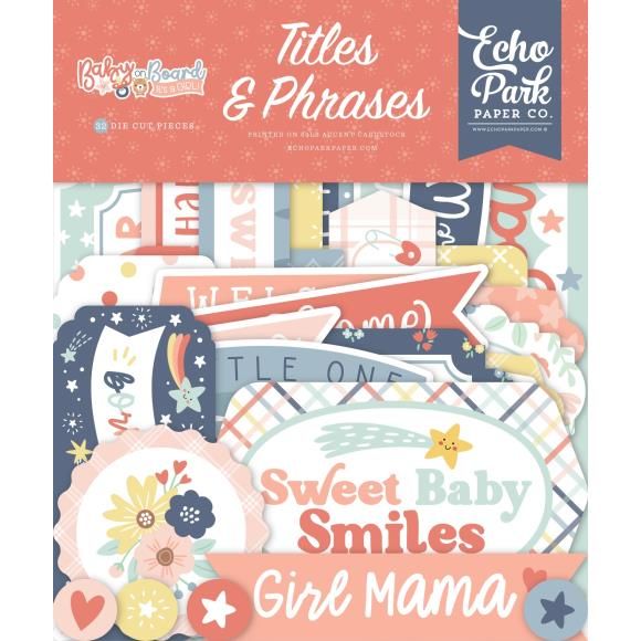 N Echo Park Ephemera Titles &amp; Phrases Baby On Board Girl