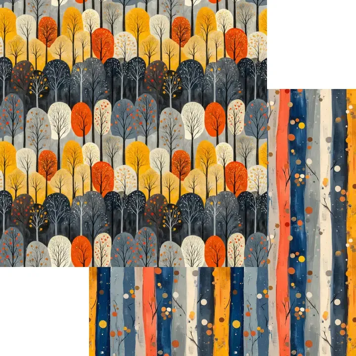 F SSC Indigo Fall Collection Into The Forest 12&quot; X12&quot; Double-Sided Scrapbook Paper