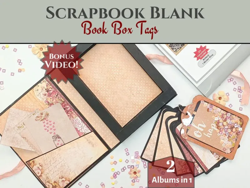 EC CrafTreat Blanks Book Box Shaker Tag Black &amp; Kraft