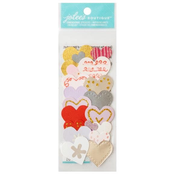 N Jolee&#39;s By You Dimensional Stickers Pink &amp; Gold Hearts