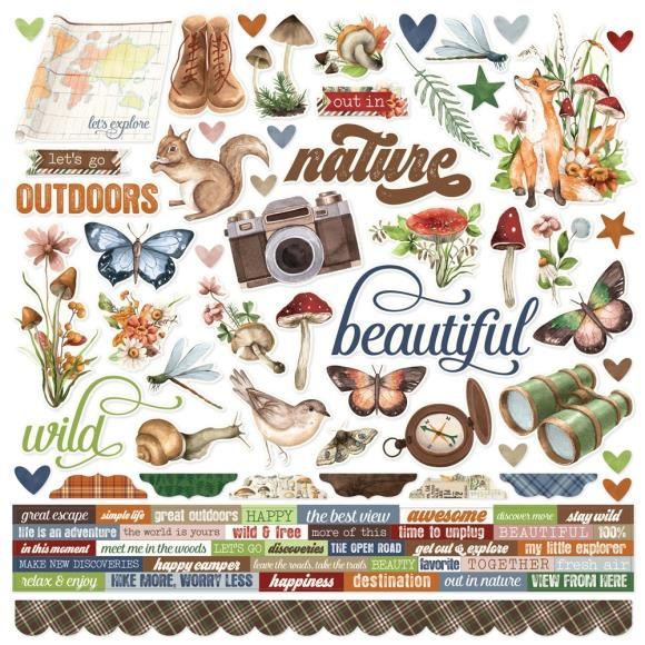 N Simple Stories Simple Vintage Woodlands Cardstock Stickers 12&quot; X12&quot;