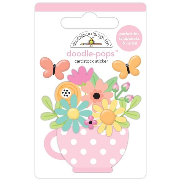 N Doodlebug Doodle-Pops 3D Stickers Cup Of Cheer Butterfly Kisses