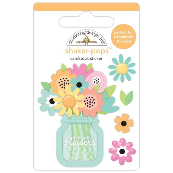 N Doodlebug Doodle-Pops 3D Stickers Spring Bouquet Shaker Butterfly Kisses