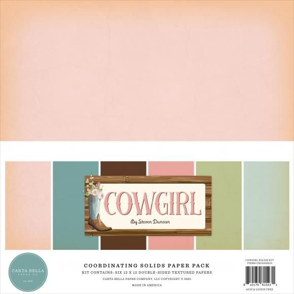 N Carta Bella Solids Collection Kit 12&quot;X12&quot; Cowgirl