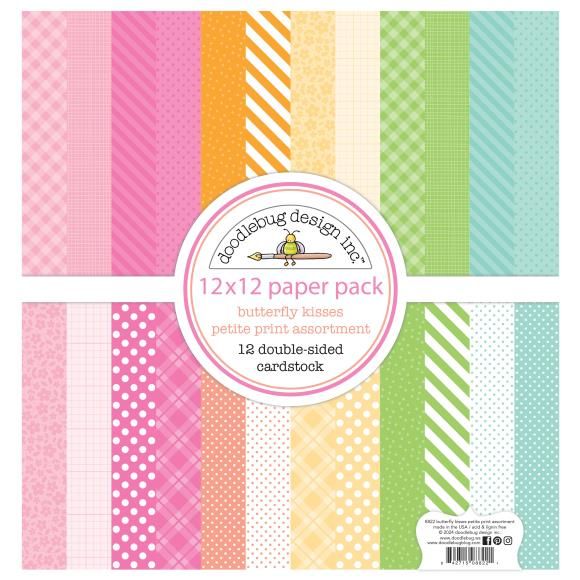 N Doodlebug Petite Prints Double-Sided Cardstock 12&quot; X12&quot; 12/pk Butterfly Kisses