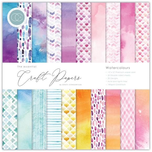 N Craft Consortium Double-Sided Paper Pad 12&quot;X12&quot; 30/Pkg Watercolors 20 Designs