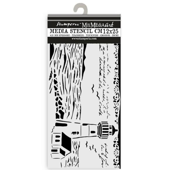 N Stamperia Stencil 4.72&quot; X9.84&quot; Silent Sea Lighthouse