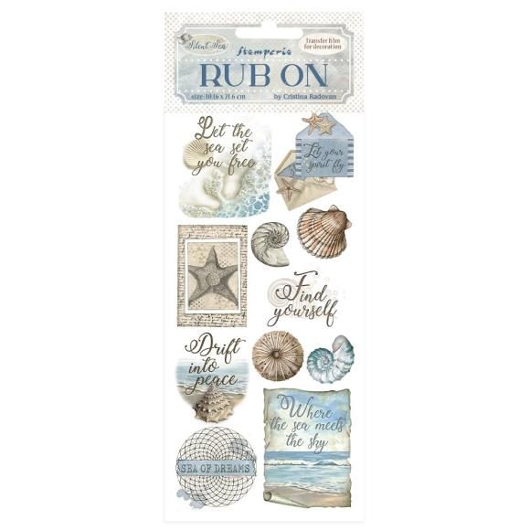 N Stamperia Rub-On 4&quot; X8.5&quot; Silent Sea Shells