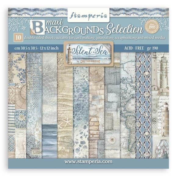N Stamperia Backgrounds Double-Sided Paper Pad 12&quot; X12&quot; 10/Pkg Silent Sea