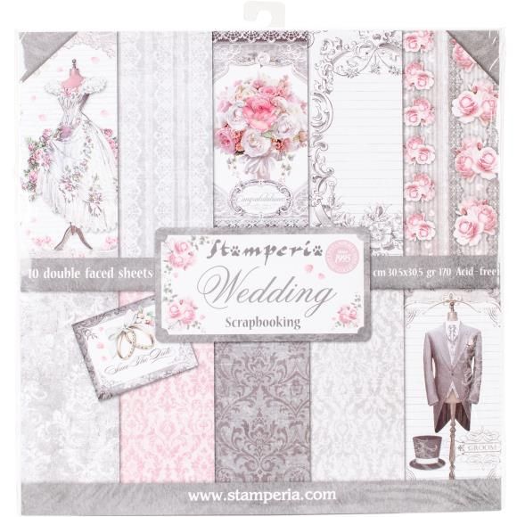 N Stamperia Double-Sided Paper Pad 12&quot; X12&quot; 10/Pkg Wedding 10 Designs