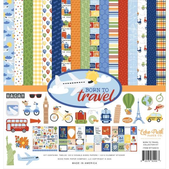N Echo Park Collection Kit 12&quot; X12&quot; Born To Travel