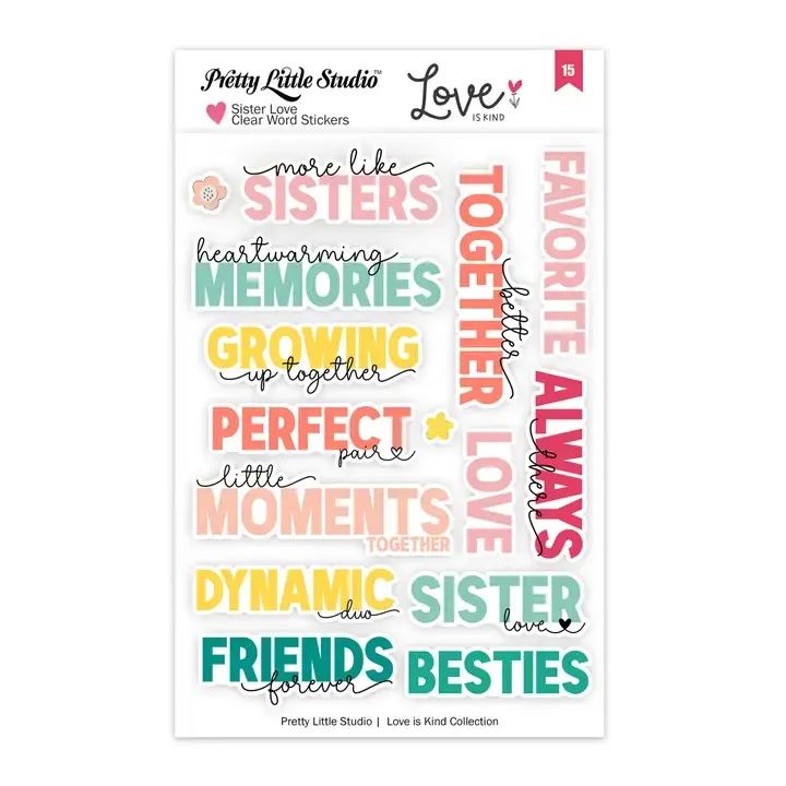 F Pretty Little Studio Love is Kind Word Clear Stickers Sister Love
