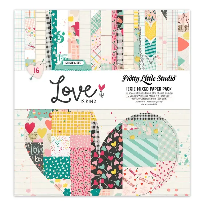 F Pretty Little Studio Love is Kind MIXED 12x12 Paper Pack