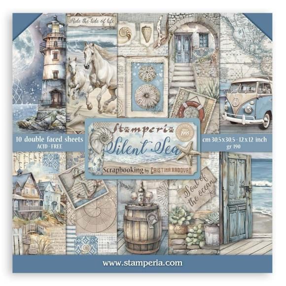 Stamperia Scrapbooking Pad 12&quot;x12&quot; 10/Pkg Silent Sea