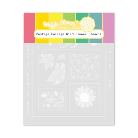WF Postage Collage Wild Flower Stencil