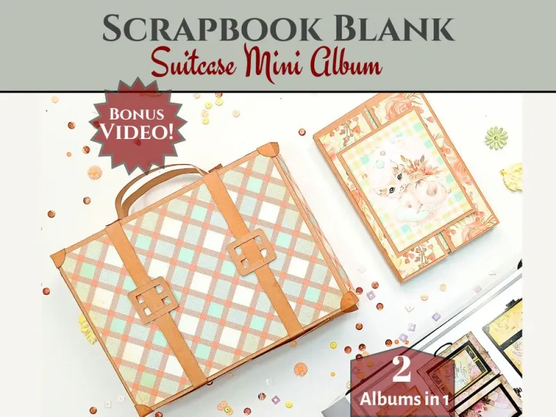EC CrafTreat Scrapbook Blanks - Frame Accordion Suitcase - Black &amp; Kraft Color