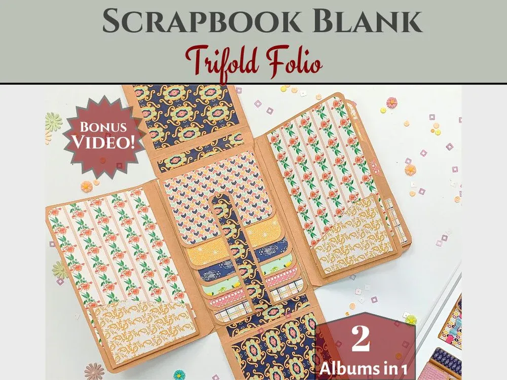 EC CrafTreat Scrapbook Blanks - TriFold Folio Wallet - Black &amp; Kraft Color