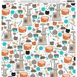 American Crafts Brands Animal Cardstock 12&quot;X12&quot; Kitties