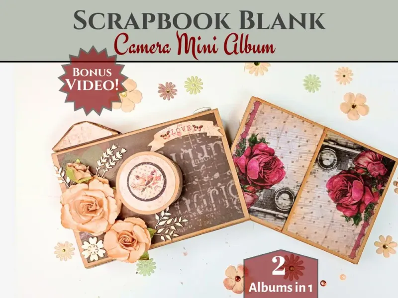 EC CrafTreat Scrapbook Blanks - Matchbox Camera - Black &amp; Kraft Color