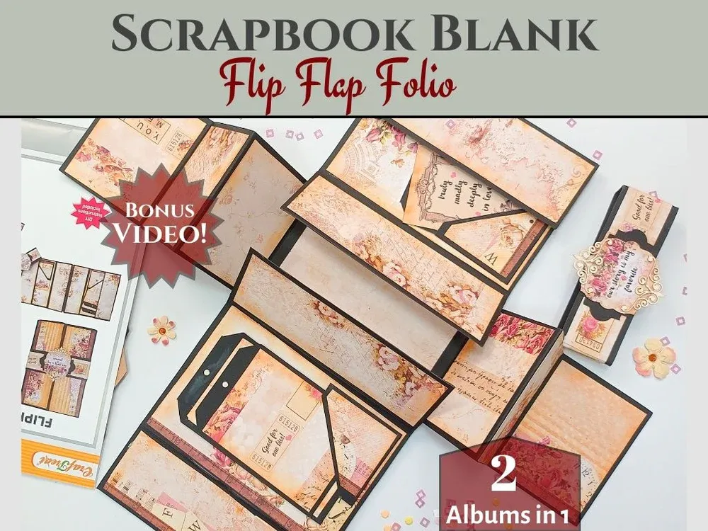 EC CrafTreat Scrapbook Blanks - FlipFlap Gatefold - Black &amp; Kraft Color