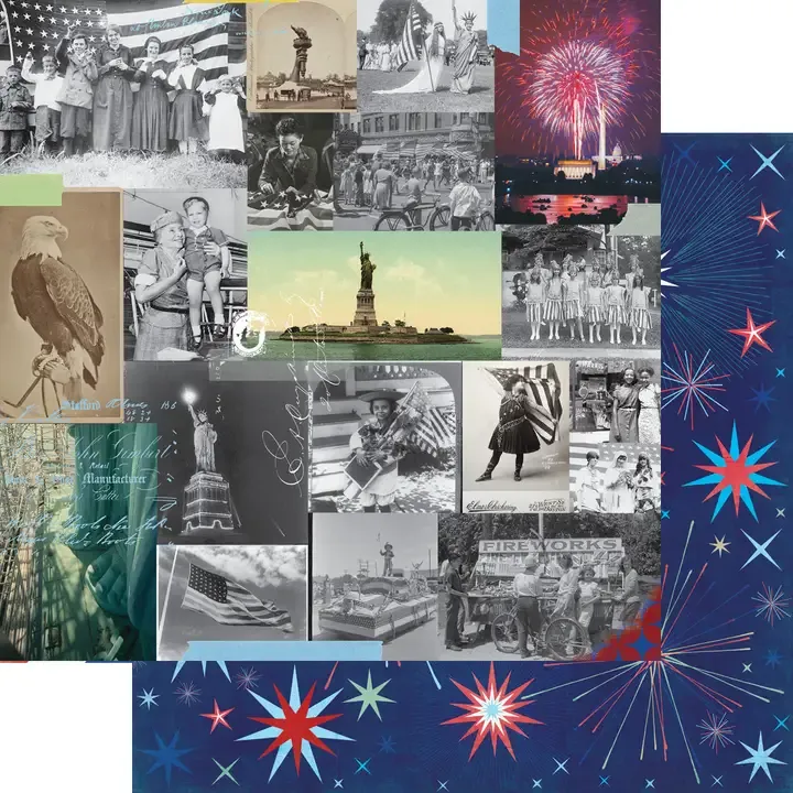 F Fancy Pants Deigns Freedom And Fireworks 12&quot; X12&quot; Paper Independence Day