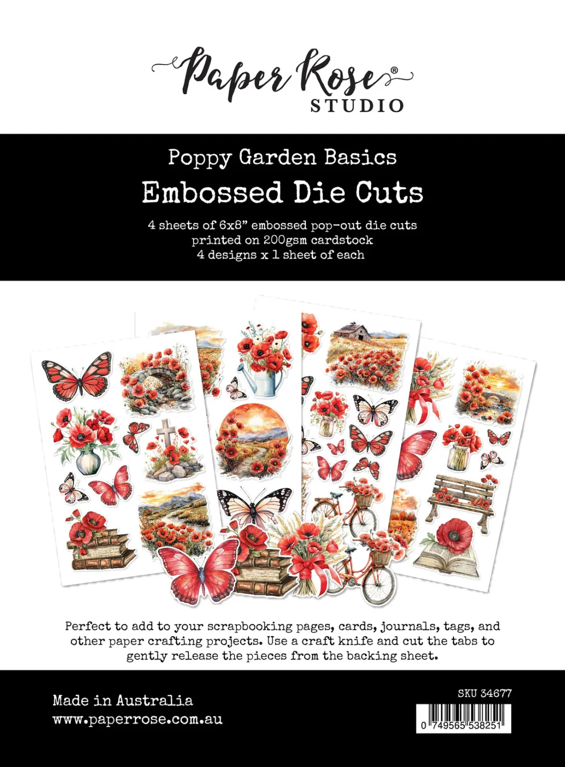 EC Paper Rose Poppy Garden Basics Embossed Die Cuts