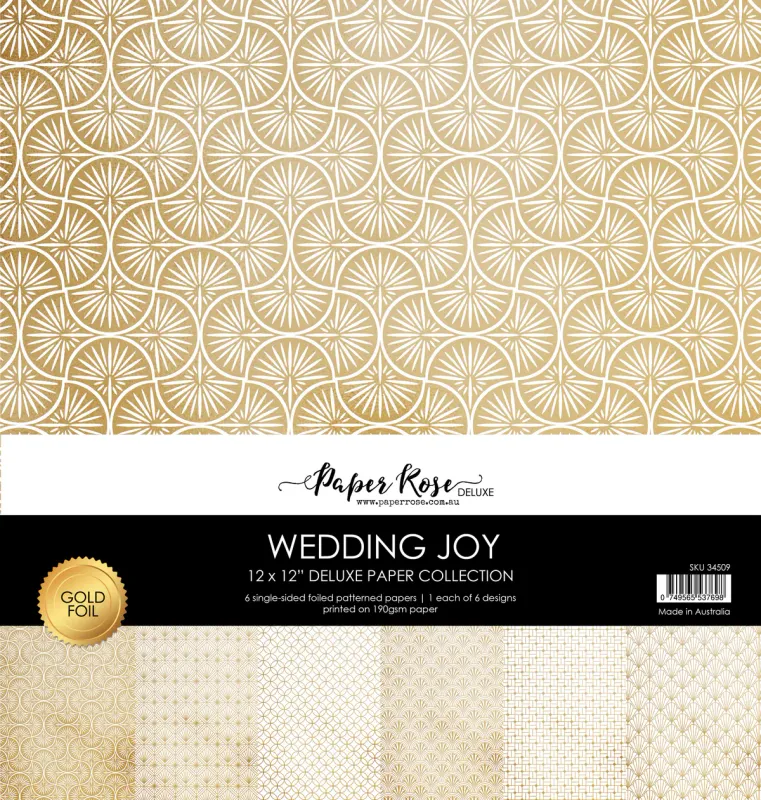 EC Paper Rose Wedding Joy Foil Gold 12x12 Paper Collection