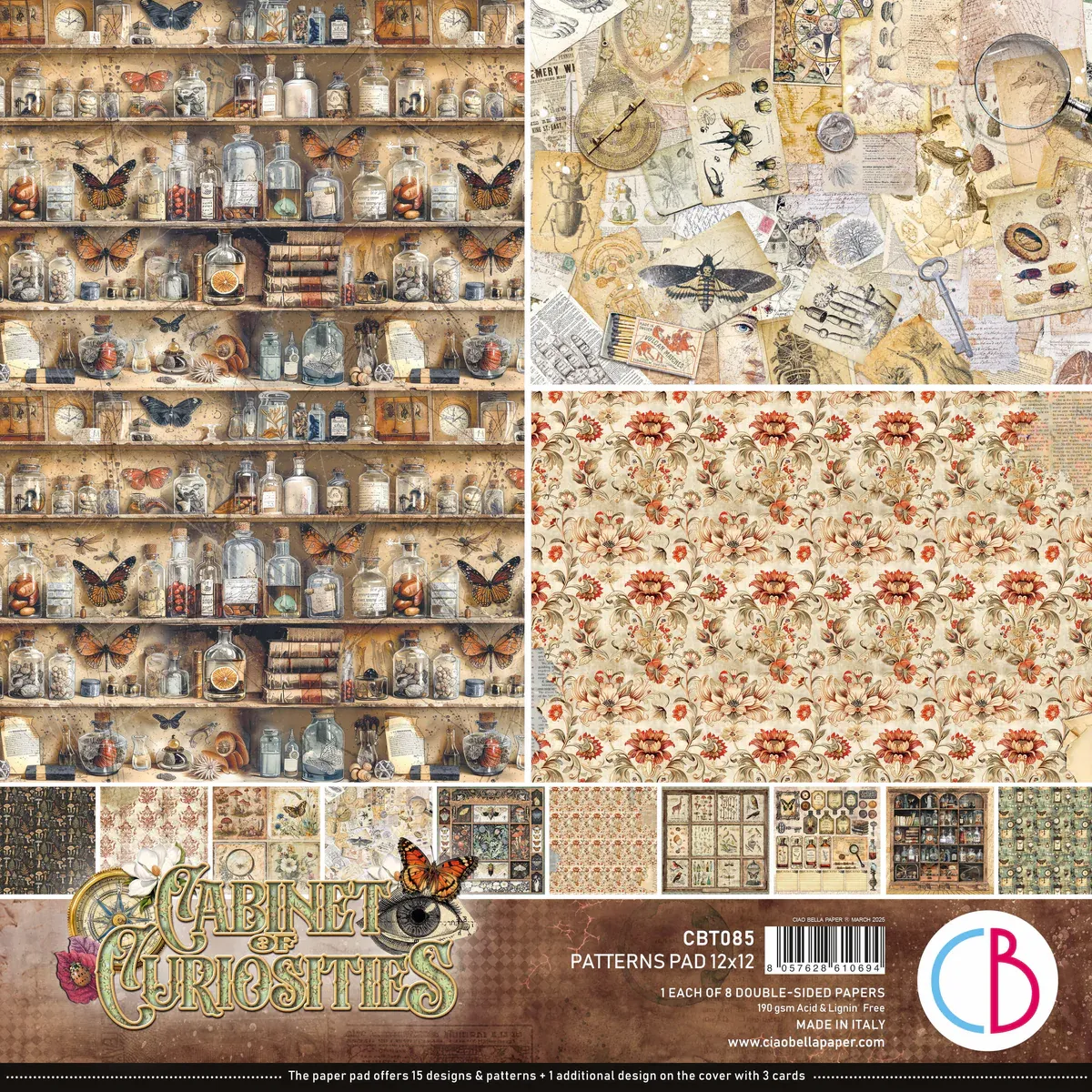 EC Cabinet Of Curiosities Patterns Pad 12&quot;x12&quot; 8/Pkg