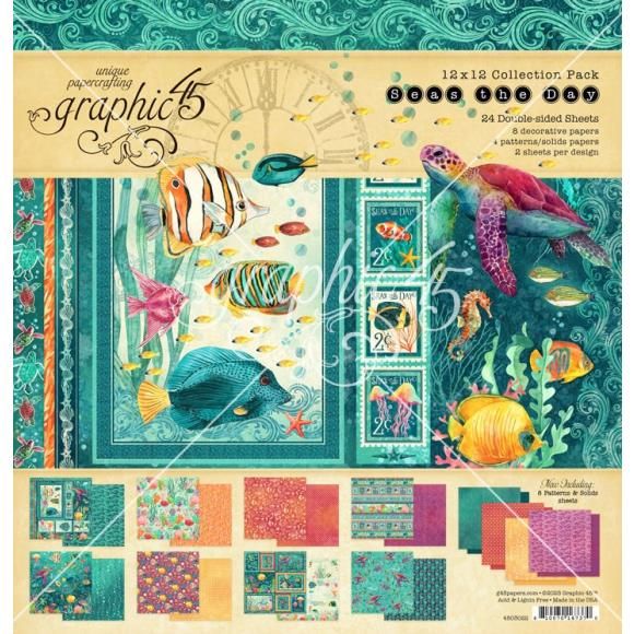 N Graphic 45 Collection Pack 12&quot;X12&quot; Seas The Day