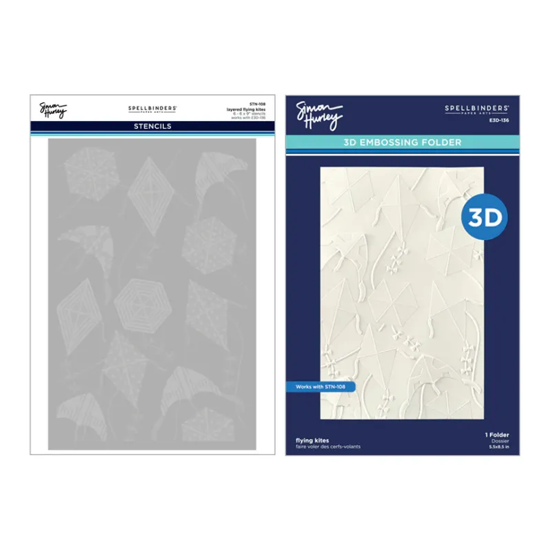 SB Flying Kites 3D Folder And Stencil Bundle From The Sky&#39;s The Limit Collection By Simon Hurley