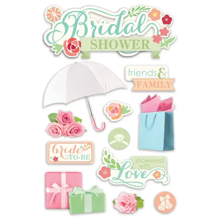 F Paper House Bridal Shower Dimensional Stickers