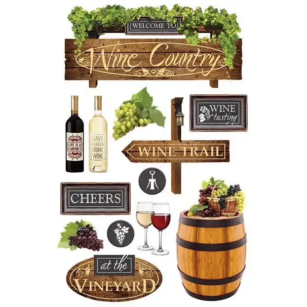 F Paper House Wine Country Dimensional Stickets