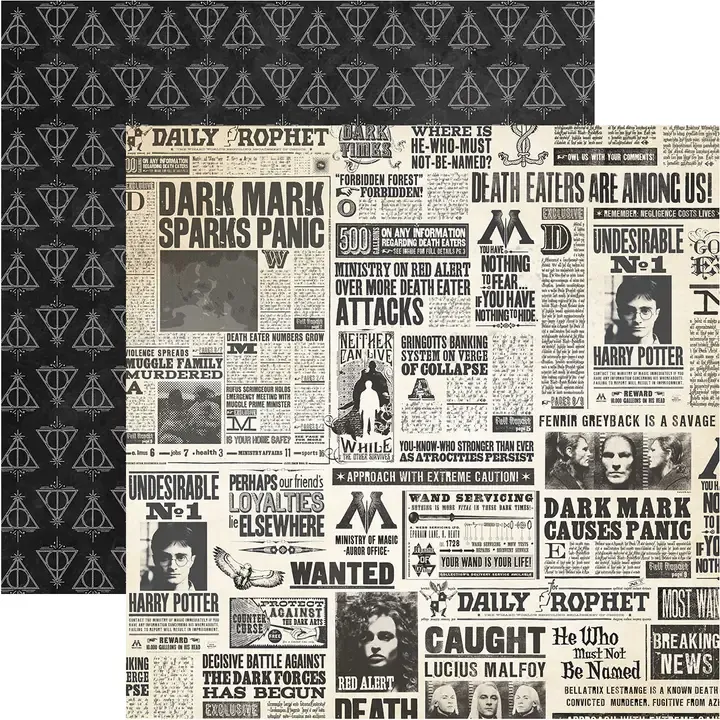 F Paper House Harry Potter Newspaper 12x12 Scrapbook Paper