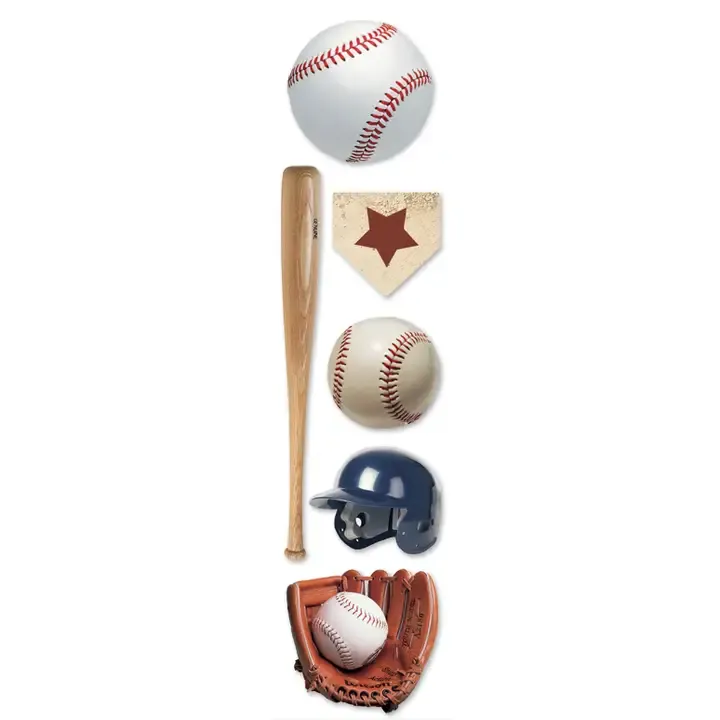 F Paper House Scrapbook Stickers 3D Baseball