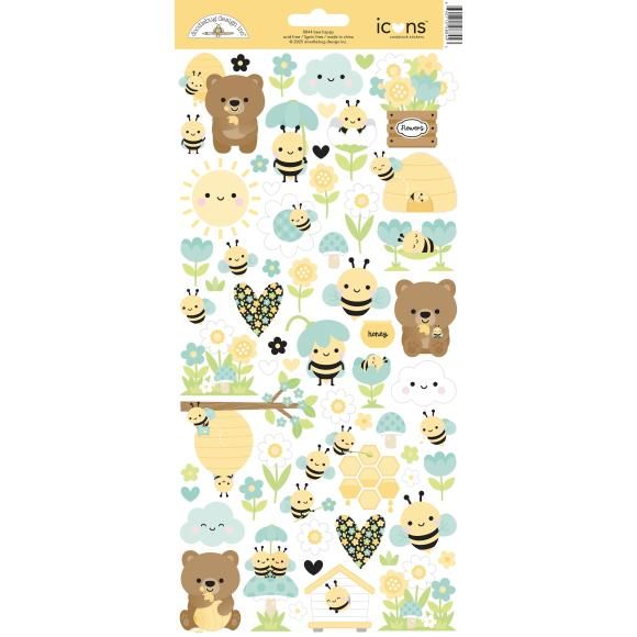 N Doodlebug Cardstock Stickers Icons Bee Happy