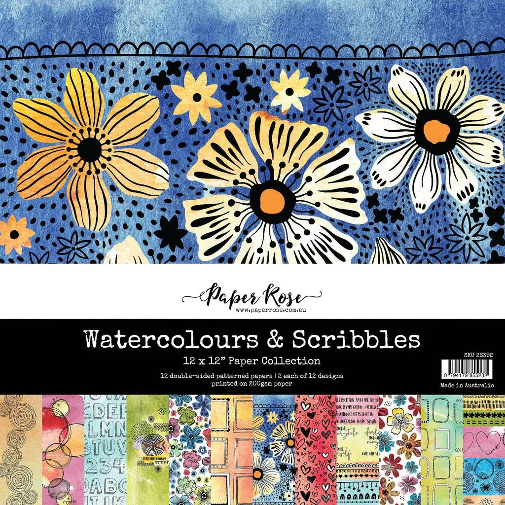 PR Watercolours &amp; Scibbles 12x12 Paper Collection